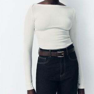 NWOT Zara Boatneck Rib Shirt